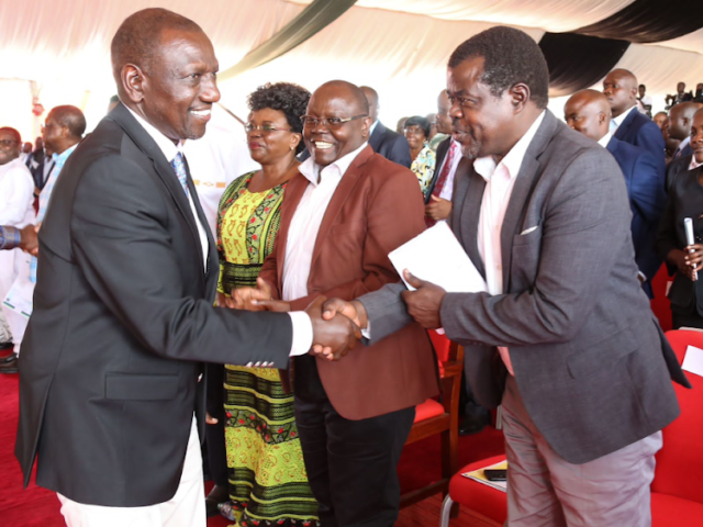 President Ruto and Senator Omtatah during an inter-denominational prayer service in Busia last weekend