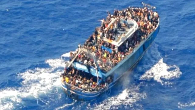 The Greek coastguard released images of the crowded boat before it went down