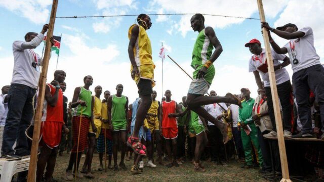 Maasai warriors participate in high jump/ PHOTO COURTESY