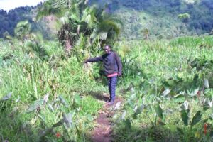  _Erastus Kinyua explaining the dangers posed by those degrading Mporoko swamp_ photo credits William Abala 