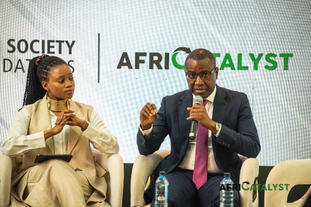 Bogolo Joy Kenewendo, Africa Director and Special Advisor of The Climate Change High Level Champions LEFT and Amadou Hott, Special Envoy of the President of the African Development Bank for the Alliance