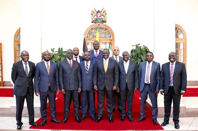 ODM MPs when they met President William Ruto, DP Rigathi Gachagua at State House, Nairobi