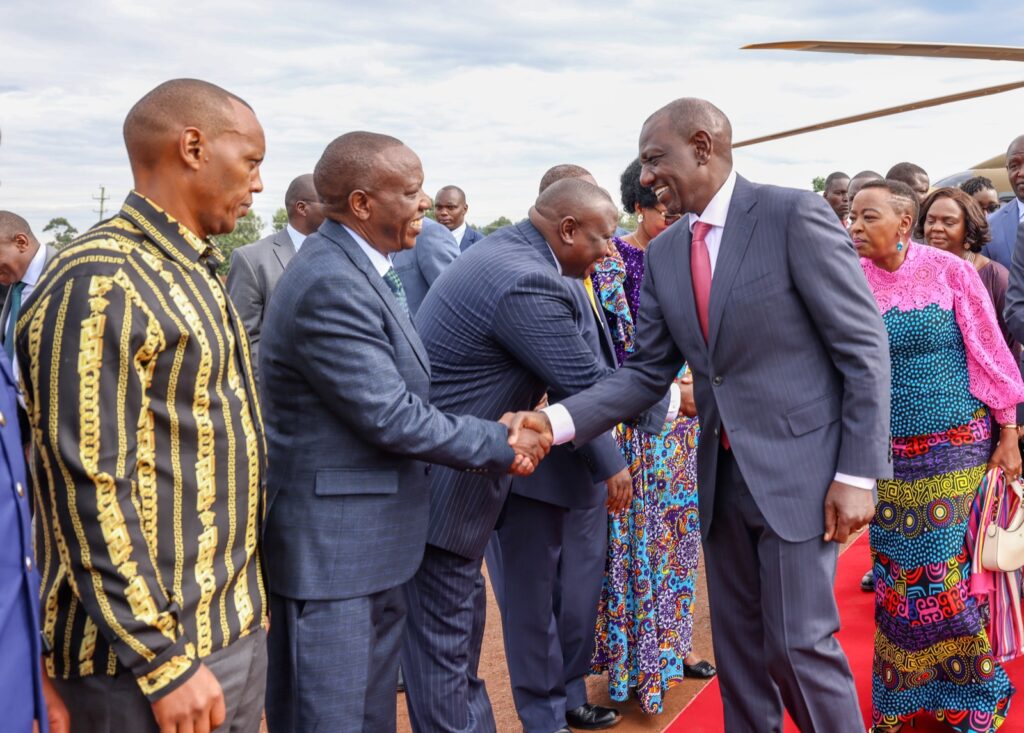 President William Ruto greeting leaders. Photo/State House