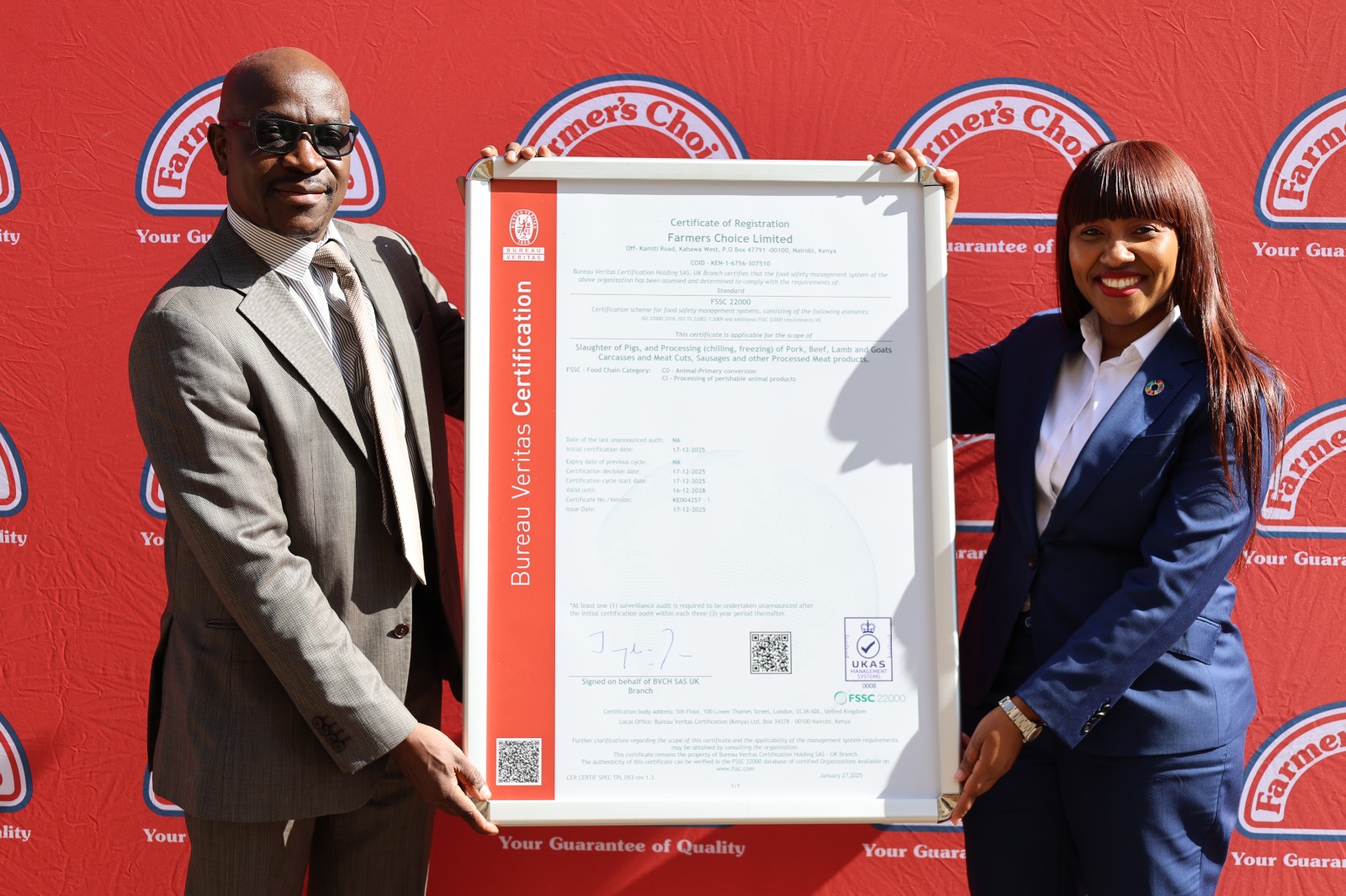 Farmer’s Choice achieves standard for food safety