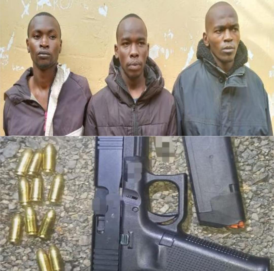 Three arrested over violent robbery in Ngong, firearm recovered