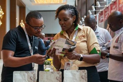 Participants learn about Kenyan coffee at the exhibition of the China-Kenya Business Forum held in Nairobi, Kenya, March 23, 2026. (Xinhua/Xie Jianfei)