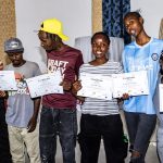 Caption. Graduates of the World Bank-backed informal settlements improvement programme at Matopeni, Kayole, Nairobi County.