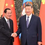 Xi Jinping, general secretary of the Communist Party of China Central Committee and Chinese president, meets with Cambodian People's Party President and Senate President Samdech Techo Hun Sen at the Great Hall of the People in Beijing, capital of China, on June 26, 2026. (Xinhua/Li Xiang)