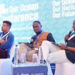 Bandari Maritime Academy (BMA) Chief Executive Officer Dr. Eric Katana (right) during the Our Ocean Conference 2026