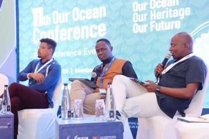Bandari Maritime Academy (BMA) Chief Executive Officer Dr. Eric Katana (right) during the Our Ocean Conference 2026