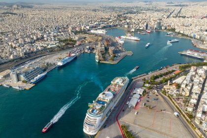 This file aerial photo taken on July 26, 2023 shows a view of Piraeus Port, Greece. (Piraeus Port Authority/Handout via Xinhua)