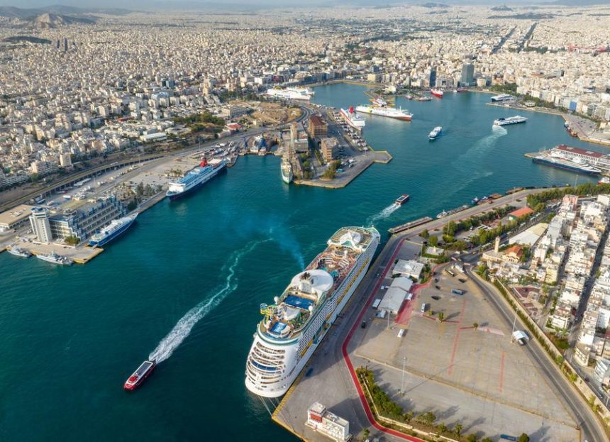 This file aerial photo taken on July 26, 2023 shows a view of Piraeus Port, Greece. (Piraeus Port Authority/Handout via Xinhua)