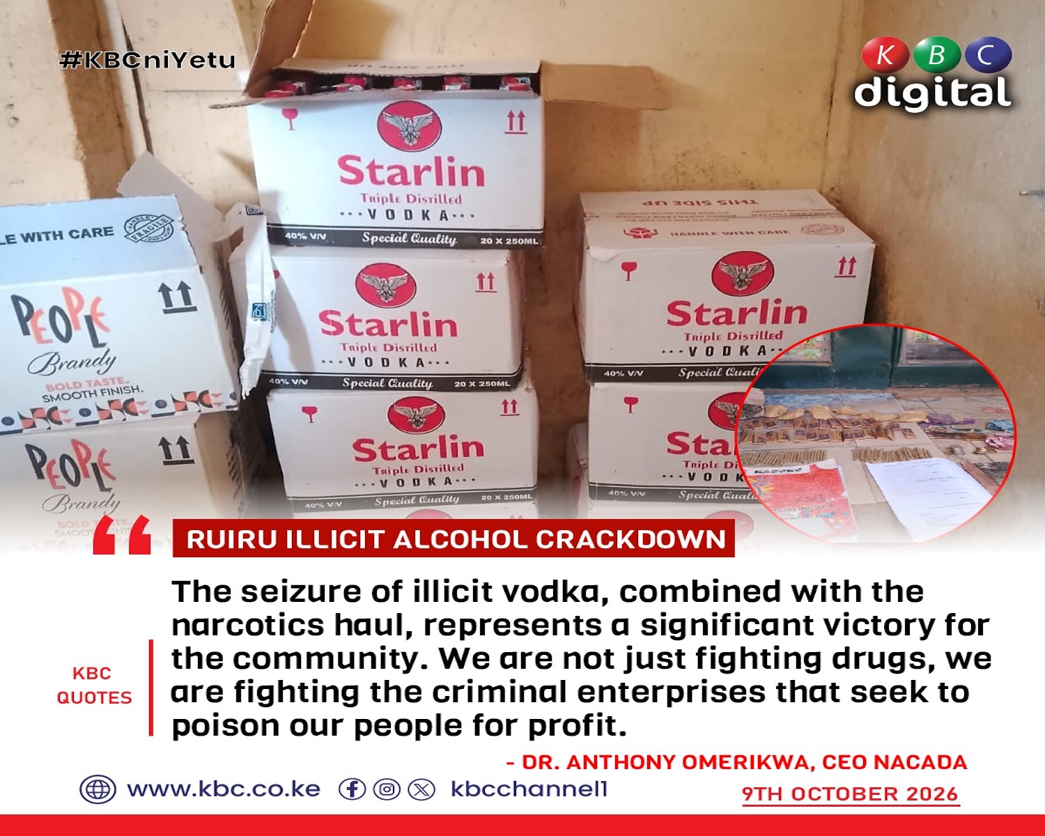 NACADA nabs counterfeit alcohol and narcotics in Ruiru raids